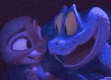 A Snake And A Squirrel Are Looking At Each Other In A Dark Room GIF