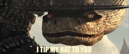 A Snake Wearing A Cowboy Hat With The Words I Tip My Hat To You Below It GIF