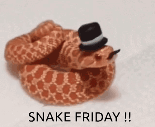 A Snake Wearing A Top Hat With The Words " Snake Friday " Below It GIF