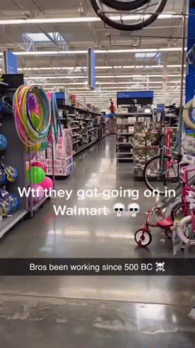 A Snapchat Of A Person In A Walmart Store GIF