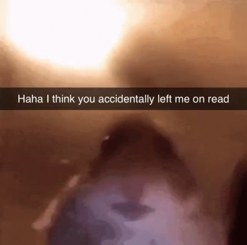 A Snapchat That Says " Haha I Think You Accidentally Left Me On Read " On It GIF