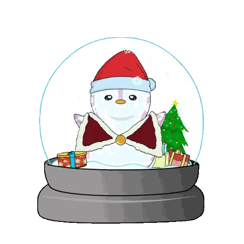 a snow globe with a penguin wearing a santa hat and coat