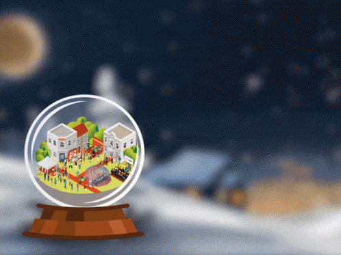 A Snow Globe With A Small Town Inside GIF