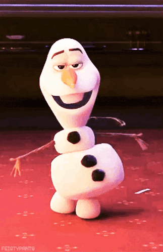 A Snowman From The Movie Frozen Dancing On A Red Carpet GIF