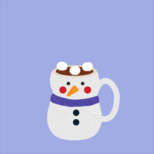 A Snowman Shaped Cup Of Hot Chocolate With A Heart Shaped Steam Coming Out Of It GIF