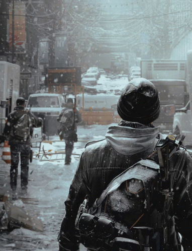 A Snowy Street Scene With A Sign That Says Ny GIF