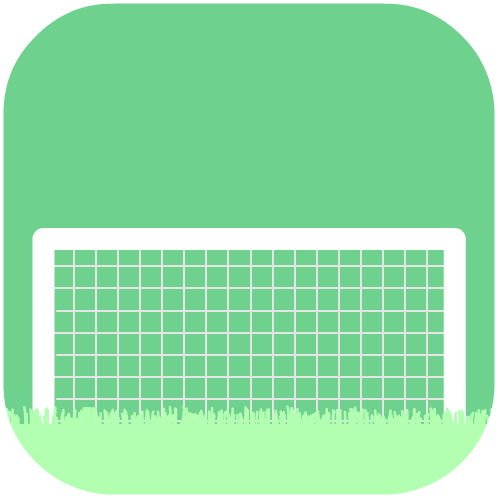 a soccer ball is in front of a goal with a green background