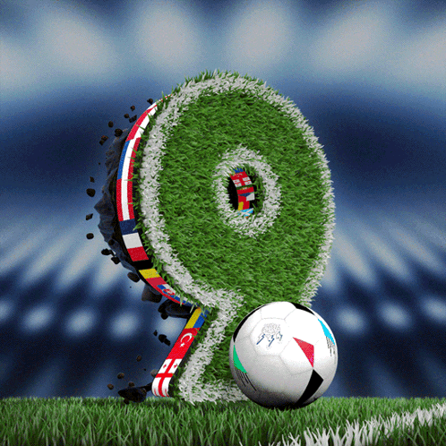 A Soccer Ball On A Field With The Number 9 On It GIF