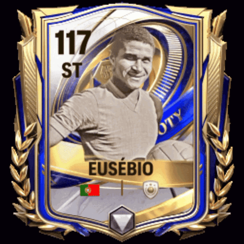 a soccer card with the name eusebio and the number 117
