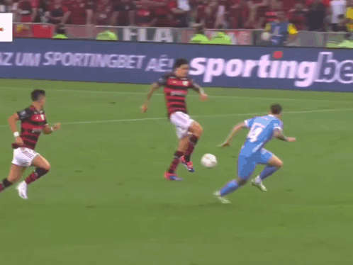 A Soccer Field With A Yellow Sign That Says Livre On It GIF