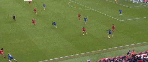 A Soccer Field With Carlsberg Advertisements On The Side GIF