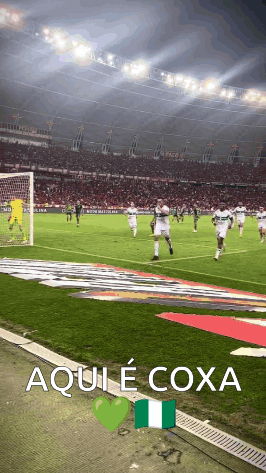 A Soccer Field With The Words Aqui E Coxa Written On The Side GIF