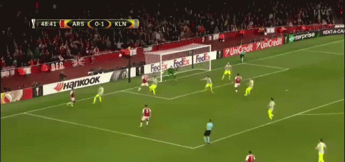 a soccer game between ars and kln is being broadcast live