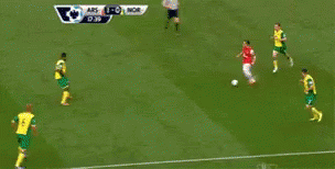 A Soccer Game Between Arsenal And Norwich Is Being Shown On Tv GIF