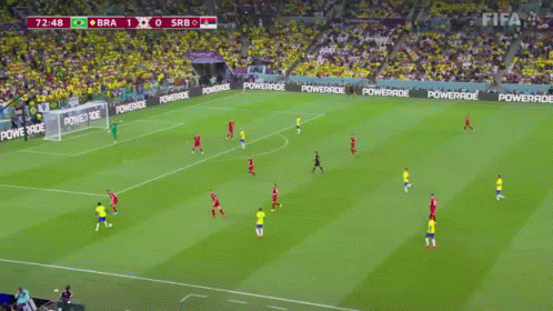 A Soccer Game Between Brazil And Srb With The Score At 1-0 GIF