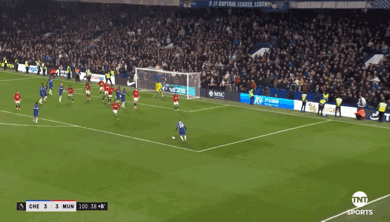 A Soccer Game Between Chelsea And Manchester United Is Being Shown On Tnt Sports GIF