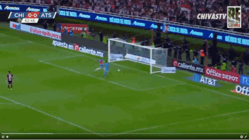 A Soccer Game Between Chivas And At&t Is Being Played GIF