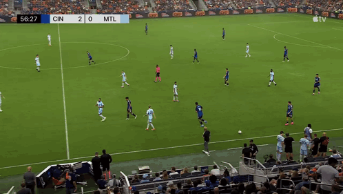 A Soccer Game Between Cincinnati And Mtl Is Being Played GIF