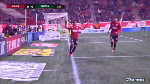 A Soccer Game Between Xolos And Santos Is Being Played GIF