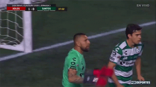 A Soccer Game Between Xolos And Santos Is In Progress GIF