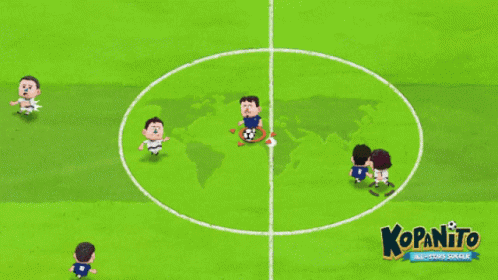 A Soccer Game Called Kopanito Is Being Played On A Green Field GIF