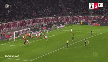 a soccer game is being played and the score is 1 to 13