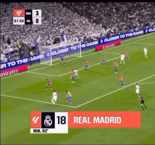 a soccer game is being played and the score is 18 to 3