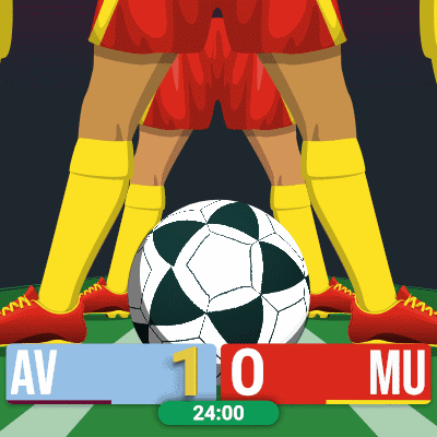 A Soccer Game Is Being Played Between Av And Mu And The Score Is 1-0 GIF