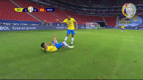 a soccer game is being played in a stadium that says copa america on it