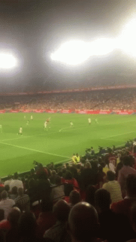 a soccer game is being played in a stadium with a coca cola advertisement