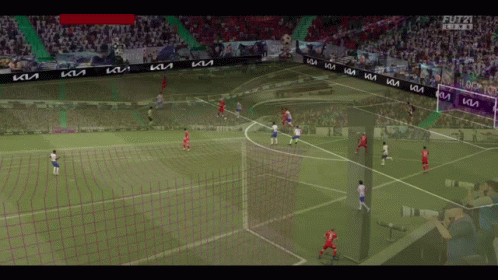 A Soccer Game Is Being Played In A Stadium With A Kia Banner On The Sidelines GIF