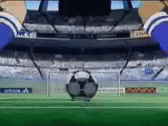 a soccer game is being played in a stadium with an adidas ad in the background