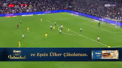 A Soccer Game Is Being Played In A Stadium With An Advertisement For Istanbul Chocolates GIF