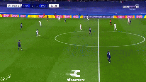A Soccer Game Is Being Played In A Stadium With Expedia Advertisements On The Sidelines GIF