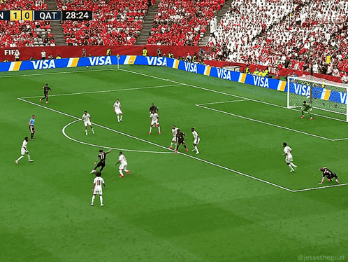 A Soccer Game Is Being Played In A Stadium With Visa Ads GIF
