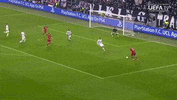 a soccer game is being played in front of a playstation f.c. ucl ad