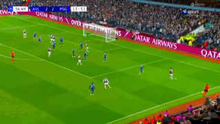 A Soccer Game Is Being Played In Front Of A Qatar Airways Advertisement GIF
