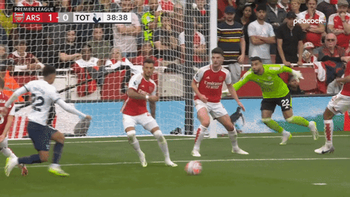 a soccer game is being played in the premier league and the score is 1-0 tot