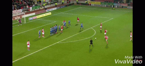 A Soccer Game Is Being Played On A Field Made With Vivavideo GIF