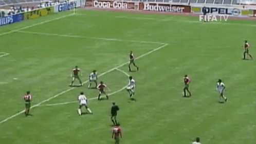 a soccer game is being played on a field sponsored by seiko and fuji film