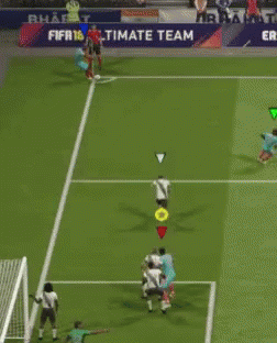 A Soccer Game Is Being Played On A Field With A Fifa Ultimate Team Banner In The Background GIF
