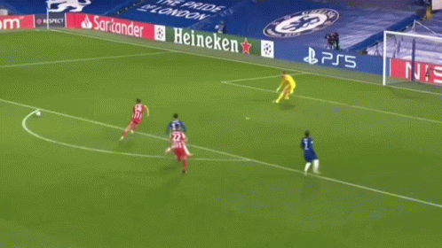A Soccer Game Is Being Played On A Field With A Ps5 Ad In The Background GIF