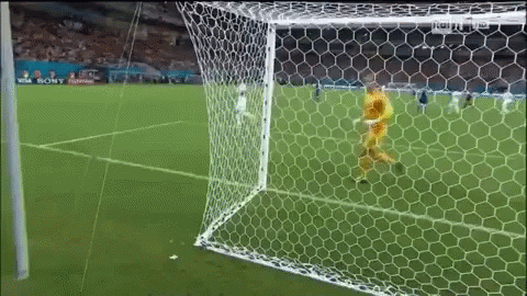 A Soccer Game Is Being Played On A Field With A Sony Ad In The Background GIF
