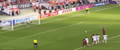 A Soccer Game Is Being Played On A Field With Advertisements For Avaya And Philips GIF