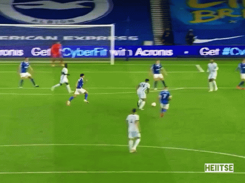 A Soccer Game Is Being Played On A Field With Advertisements For Cyberfit GIF