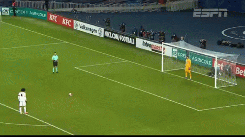 A Soccer Game Is Being Played On A Field With Advertisements For Kfc And Volkswagen GIF