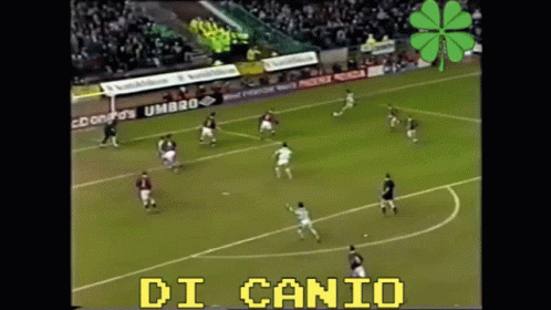 A Soccer Game Is Being Played On A Field With Di Canio Written In Yellow GIF