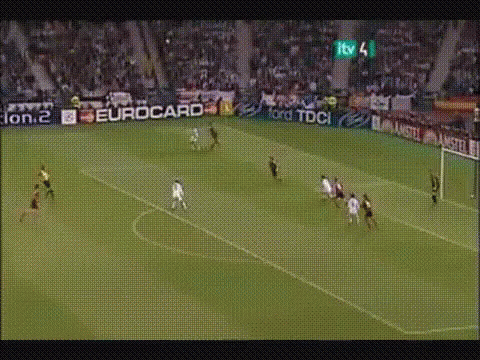A Soccer Game Is Being Played On A Field With Eurocard Advertisements On The Side GIF