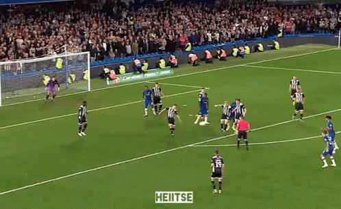 A Soccer Game Is Being Played On A Field With Heitse Written In The Corner GIF