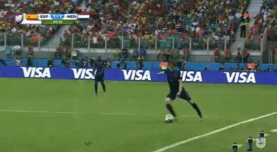 a soccer game is being played on a field with visa advertisements